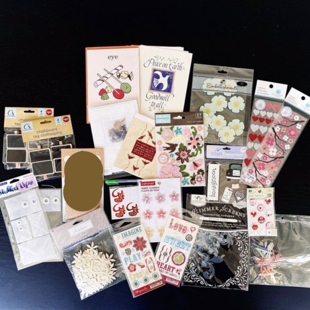 ⭐️ $24 - BUNDLE OF ASSORTED SCRAPBOOKING CRAFTS - EMBELLISHMENTS, STICKERS ETC